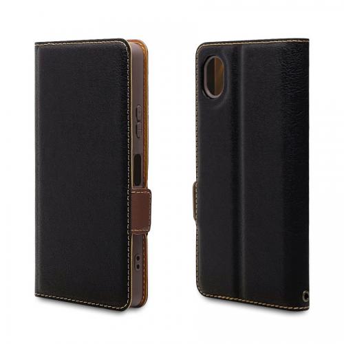 ラスタバナナ Xperia Ace III(SO-53C/ SOG08)用 薄型手帳ケース サイドマグネット ブラック×ダークブラウン  6978XPA3BO
