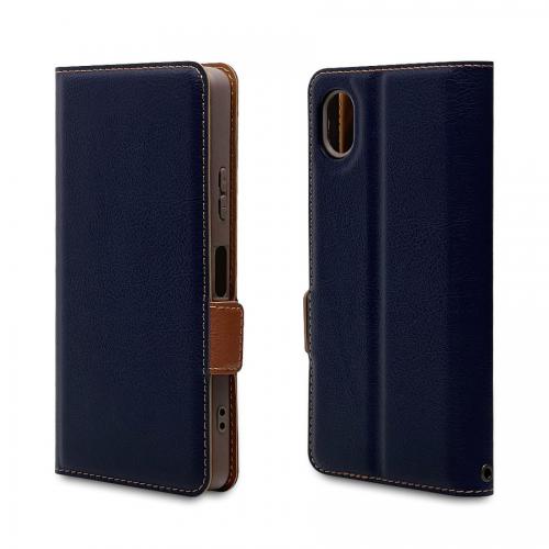 ラスタバナナ Xperia Ace III(SO-53C/ SOG08)用 薄型手帳ケース サイドマグネット ネイビー×ブラウン 6979XPA3BO