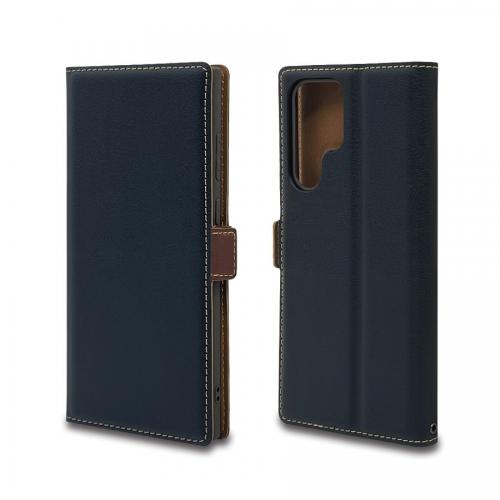 ラスタバナナ Galaxy S22 Ultra(SC-52C/ SCG14)用 薄型手帳ケース サイドマグネット ブラック×ダークブラウン 6911GS22UBO