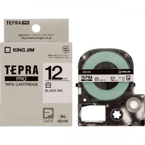 KING JIM TEPRA 白ラベルテープ 白テープ 黒文字 12mm SS12K キングジム テプラ