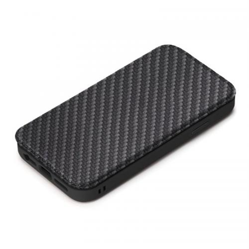 PGA iPhone SE 第3世代 ガラスフリップケース カーボン調ブラック PG22MGF04BK