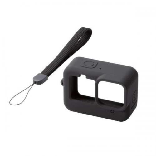 エレコム ELECOM GoPro HERO9 Black用 シリコン ストラップ付き AC-GP9BSSCBK