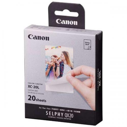 キヤノン Canon SELPHY QX20専用 カラーインク ラベルセットカードサイズシール紙 20枚入 XC-20L