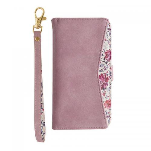 ラスタバナナ らくらくスマートフォン F-52B用 花柄手帳型ケース パープル 6774F52BBO