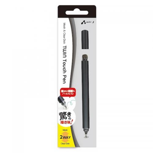 エアージェイ air-J TWINタッチペン メッシュ&クリアディスクタッチペン ブラック ATP-DISKBK