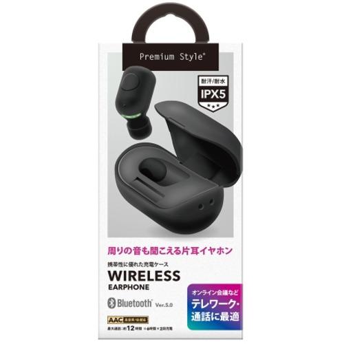 PGA Bluetooth(R)5.0搭載 片耳ワイヤレスイヤホン 充電ケース付 Premium Style ブラック PG-BTE13BC1BK