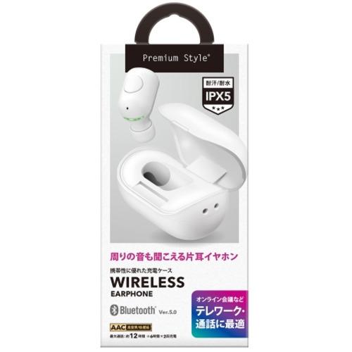 PGA Bluetooth(R)5.0搭載 片耳ワイヤレスイヤホン 充電ケース付 Premium Style ホワイト  PG-BTE13BC2WH