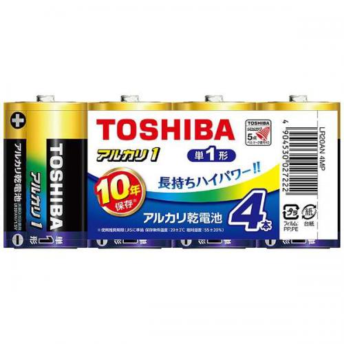 東芝 TOSHIBA アルカリ乾電池 単1形 4本パック LR20AN4MP