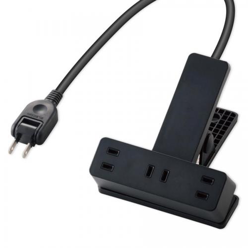 エレコム ELECOM シャッター雷ガード付クリップタップ 3個口・2.5m ブラック T-KF03-2325BK