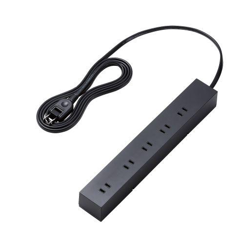 エレコム ELECOM 回転脚付上面5口+側面5口タップ 10個口・2m ブラック KF04-21020BK