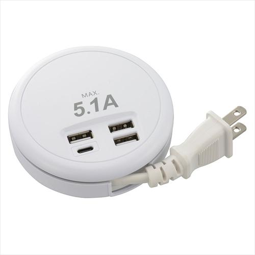 オーム電機 OHM USB ACチャージャー SMP-U3C51E3-W