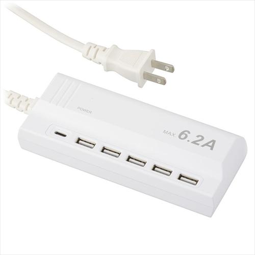 オーム電機 OHM USB ACチャージャー SMP-U5C62E3-W