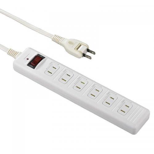 オーム電機 OHM 発煙ガードスイッチ付タップ 6個口 2m ホワイト HS-T62HJ3-W