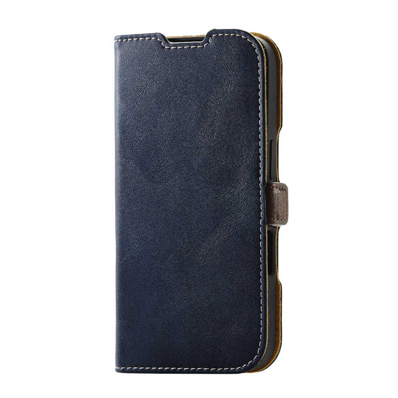 エレコム ELECOM iPhone 16 ソフトレザーケース 磁石付 耐衝撃 ステッチ ネイビー PM-A24APLFYNV