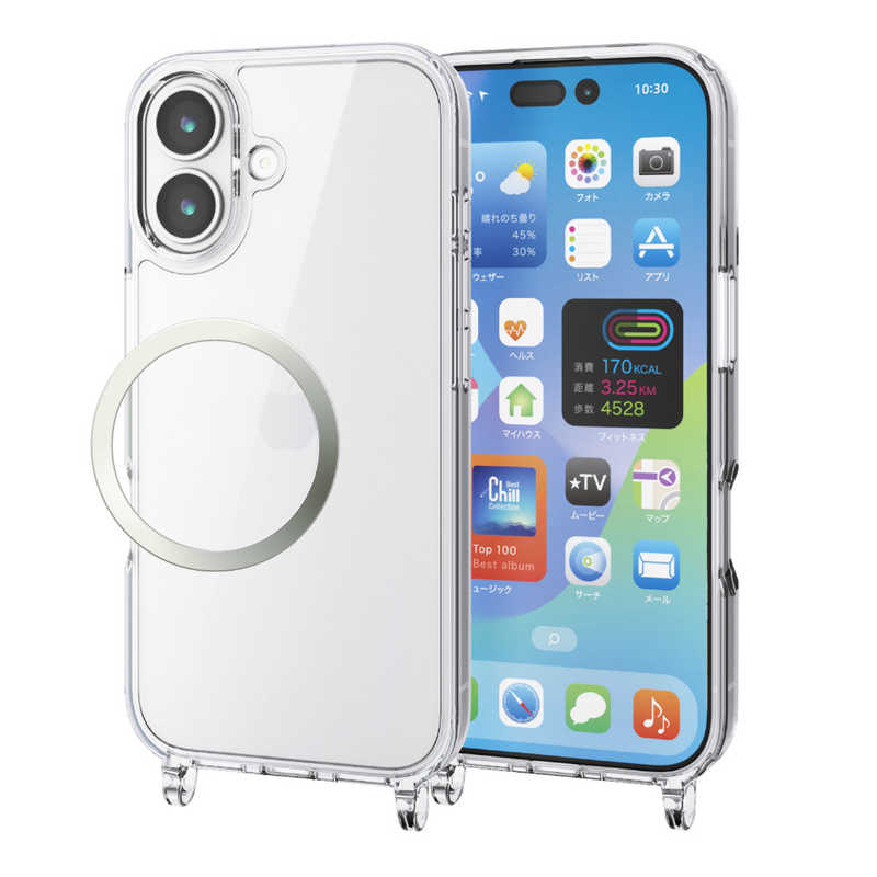 エレコム ELECOM iPhone 17ケース ハイブリッドケース ストラップホール付キ メタルリング付 クリア PMA25AHVCKSHCR